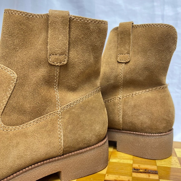 Lucky Brand Rhetty Soft Suede Leather Mid High Carmel Booties - NWOT! Si… - Picture 11 of 17